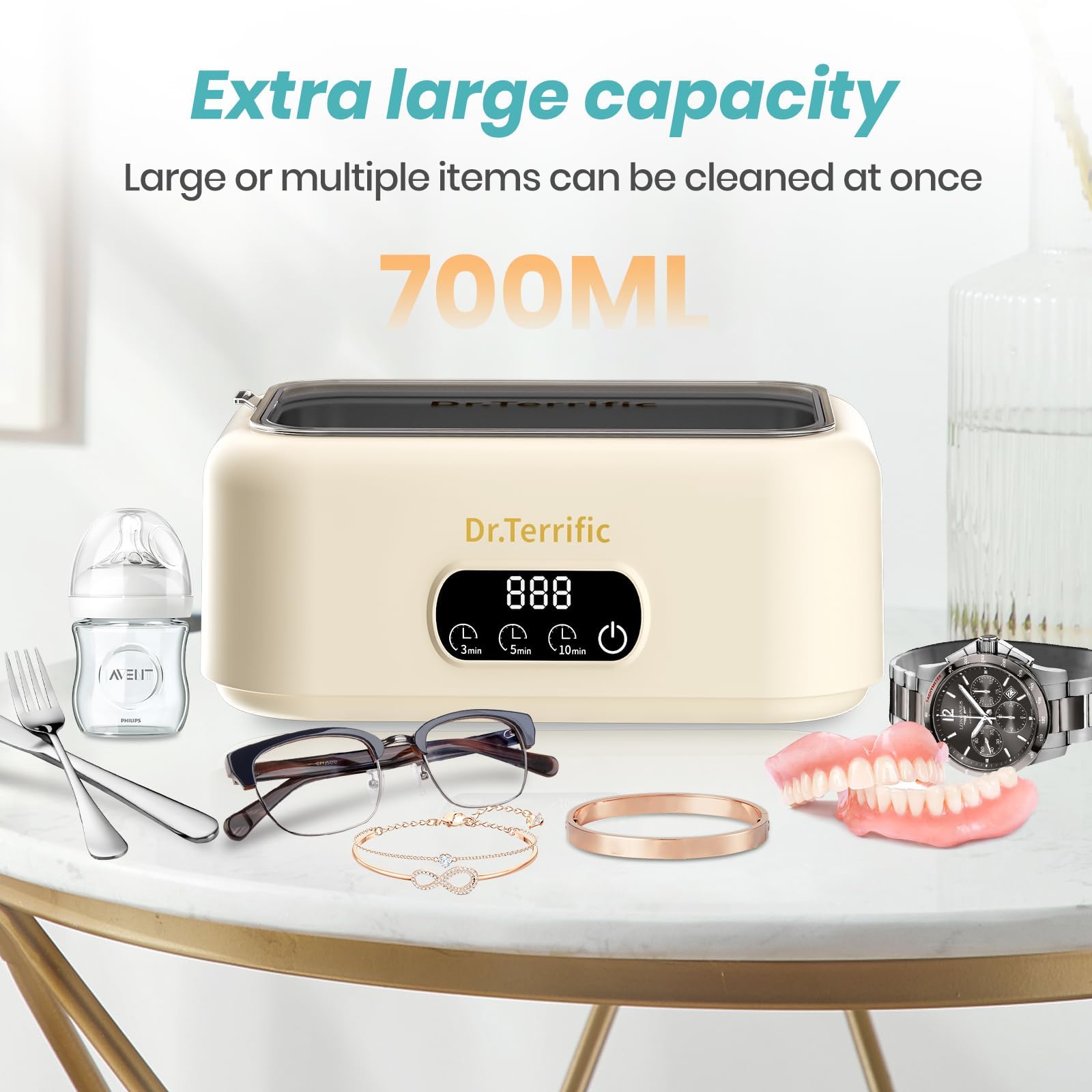 Amazon | 超音波ジュエリークリーナーマシン、700ml大容量ステンレス